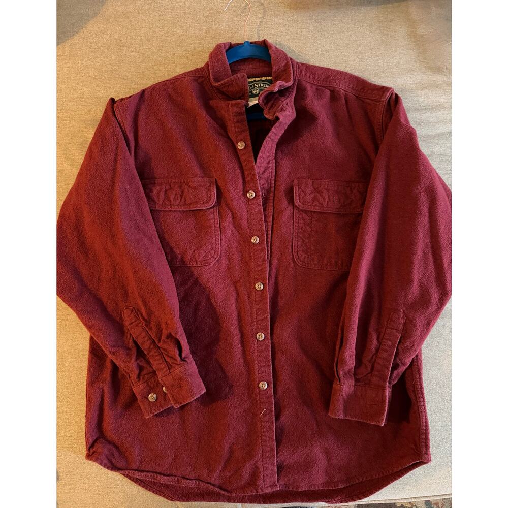 Field & Stream Vintage Style Heavyweight Cotton Flannel Shirt - Maroon - Large